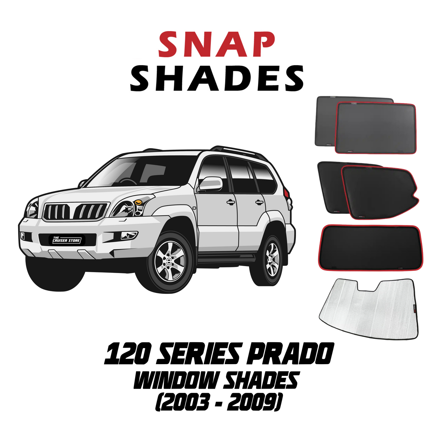Suits Toyota LandCruiser Prado 120 Series | Lexus GX 470 Car Window Shades (J120; 2003-2009)