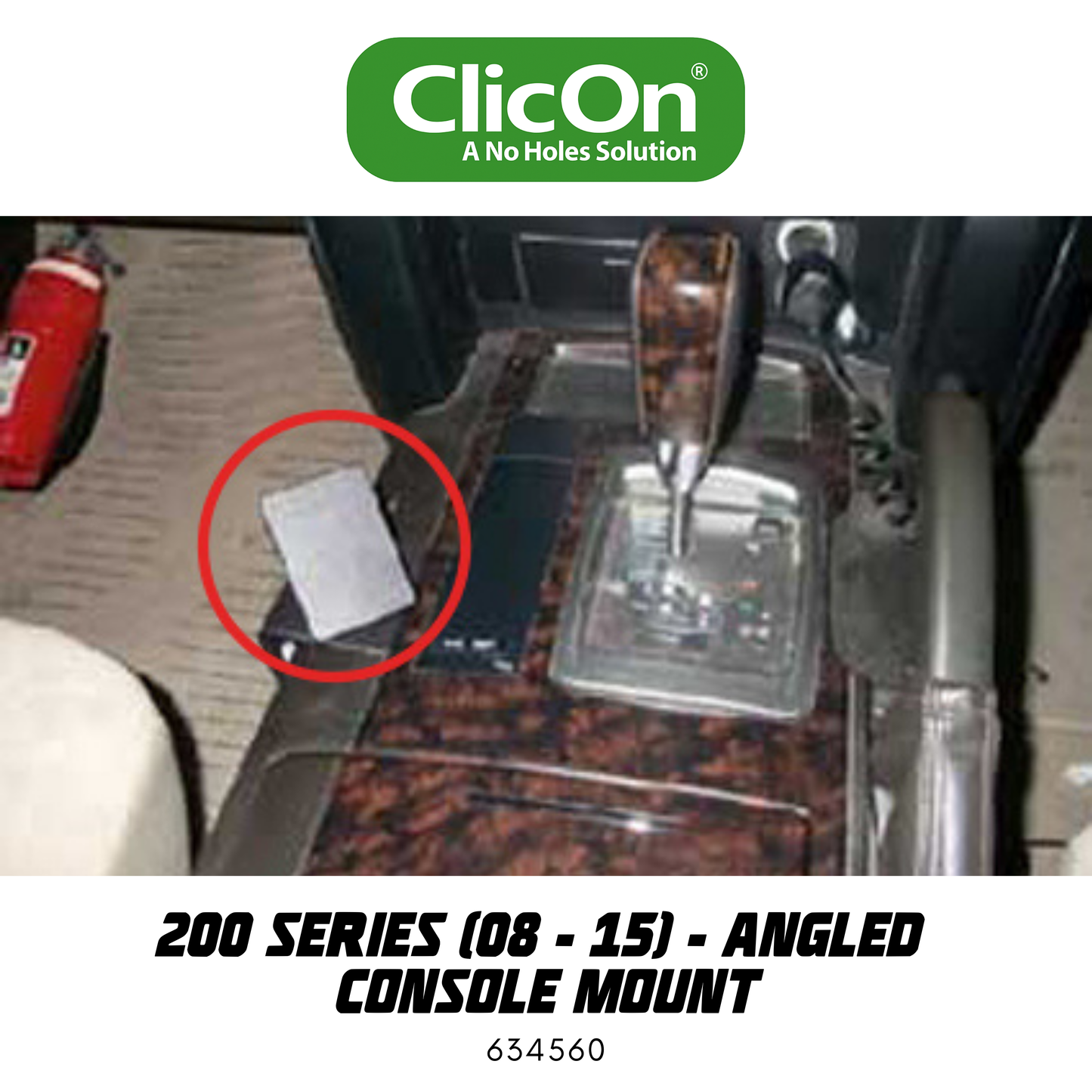ClicOn Dash Mount - Suit 200 Series Landcruiser 08-15 - Angled Console Mount (634560)