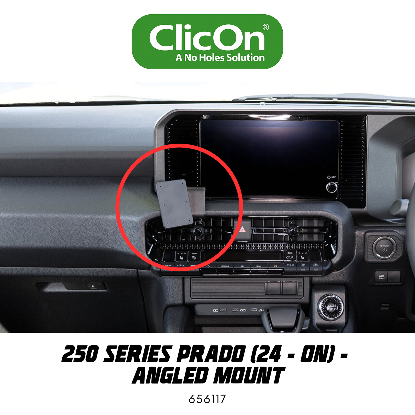 ClicOn Dash Mount - Suit 250 Series Prado 24-ON - Angled Mount (656117)