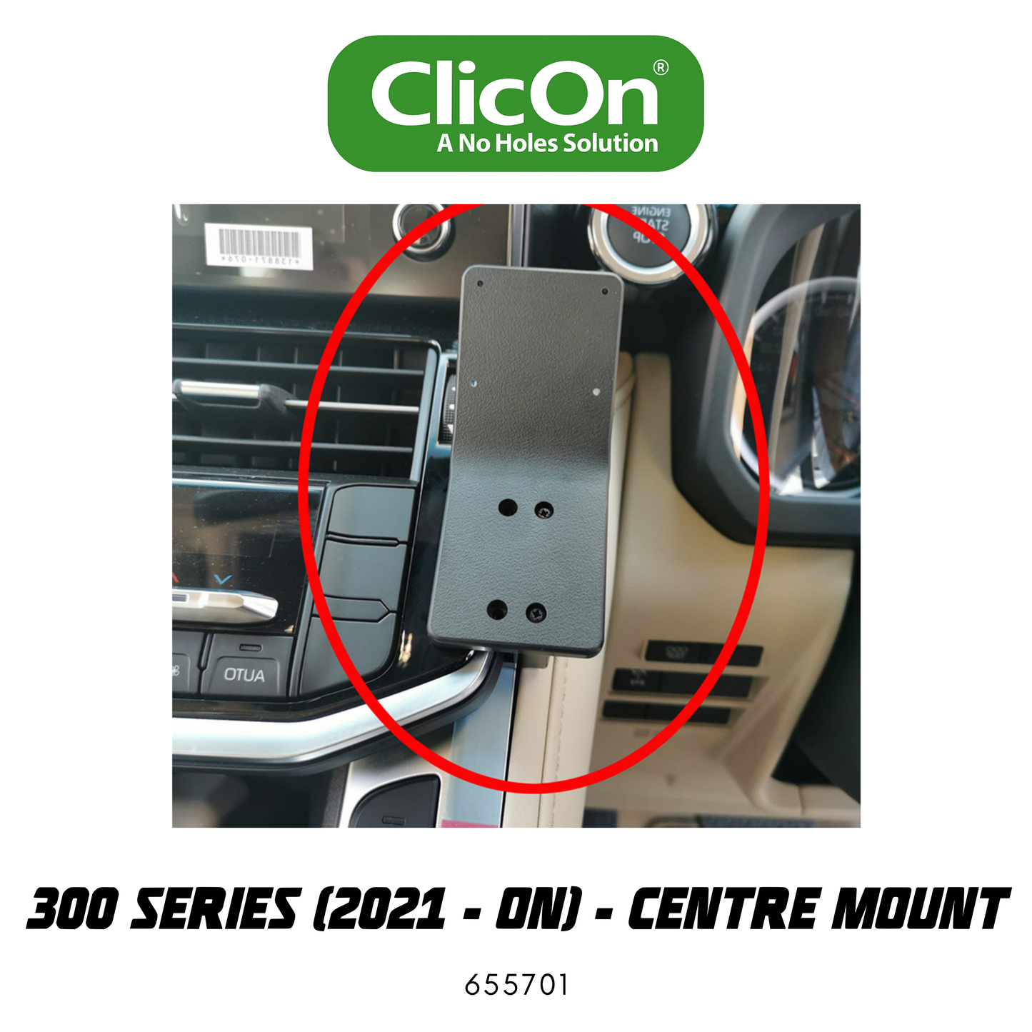 ClicOn Dash Mount - Suit 300 Series Landcruiser 2021-ON - Centre Mount (655701)