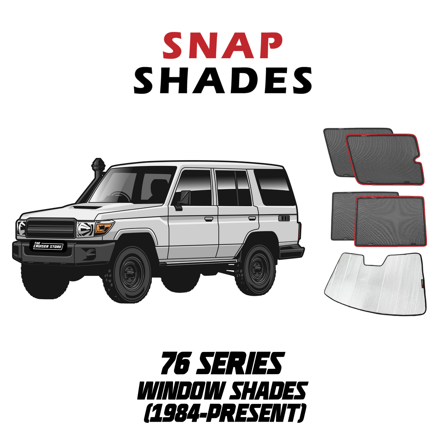 Suits Toyota LandCruiser 70 Series Car Window Shades (76 Series; 1984-Present)