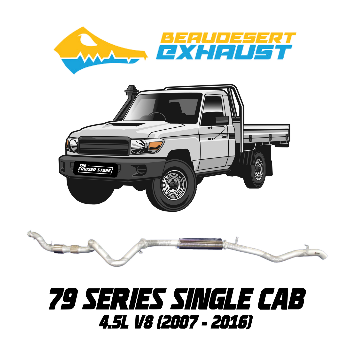 Beaudesert Exhaust - Suitable for TOYOTA LANDCRUISER 2007-2016 70 Series Single Cab 4.5L V8 Turbo Diesel