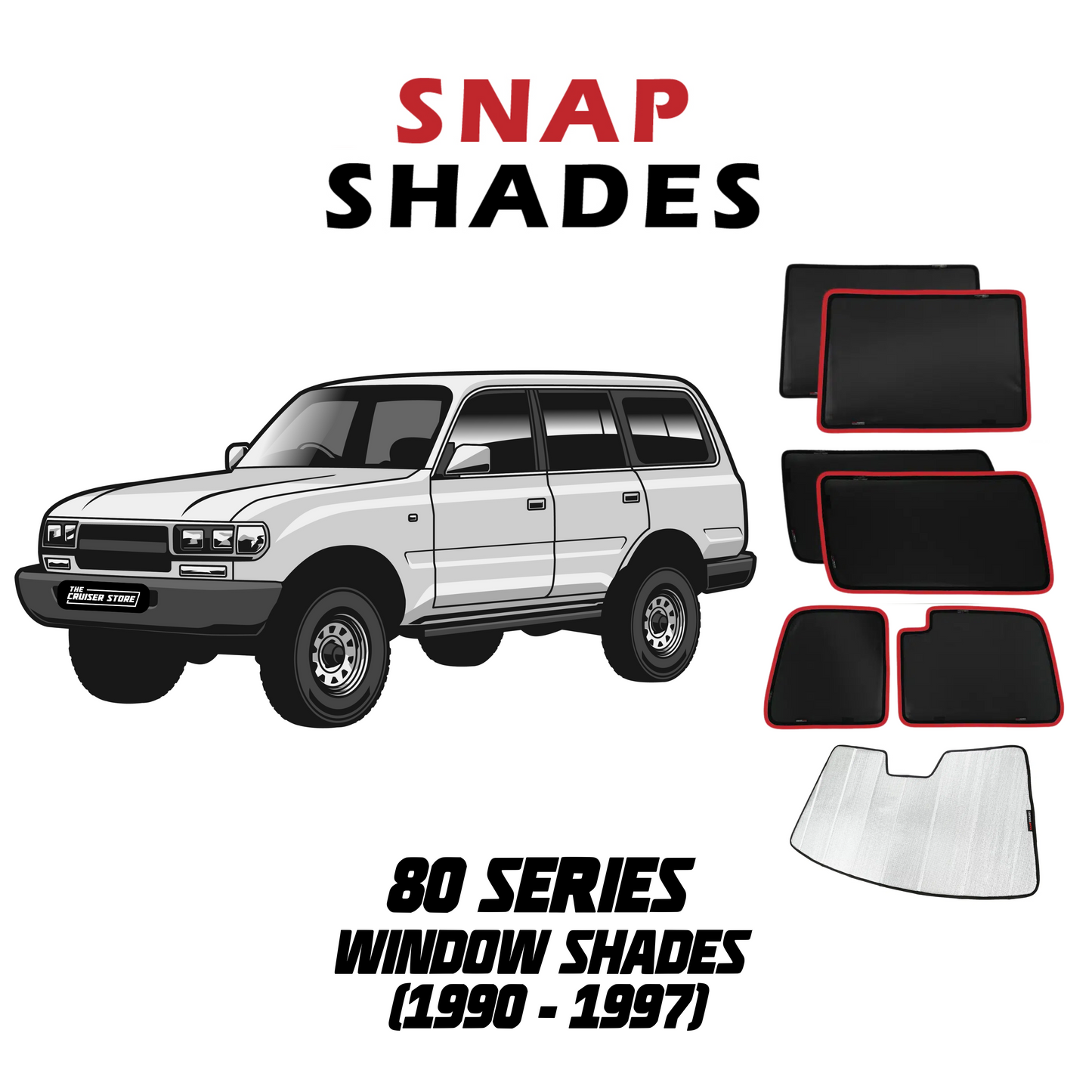 Suits Toyota LandCruiser 80 Series Car Window Shades (J80; 1990-1997)