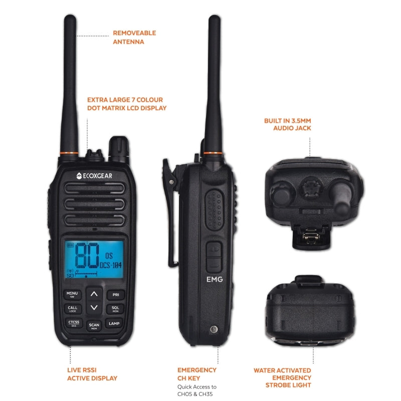 ECOXTALK 5-Watt Long Range IP67 Handheld UHF Radio (17km)