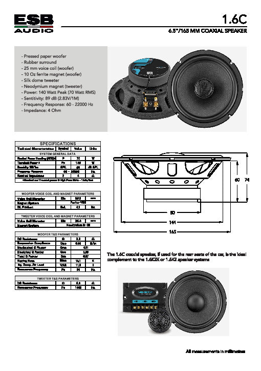 ESB AUDIO 1.6C Coaxial Speakers