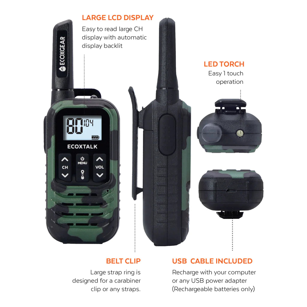 ECOXTALK UHF 0.5W 2 Pk (3km)