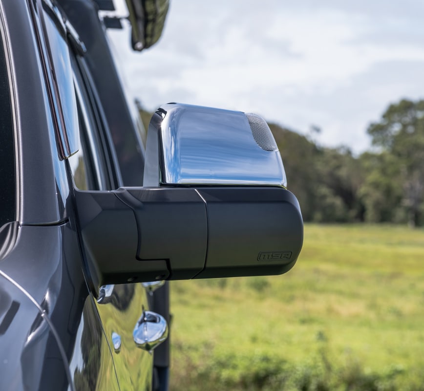 MSA 4x4 Towing Mirrors - Suitable for Landcruiser 76-78 Series 09/2023-Current (Chrome, Electric, Indicators) - TM405