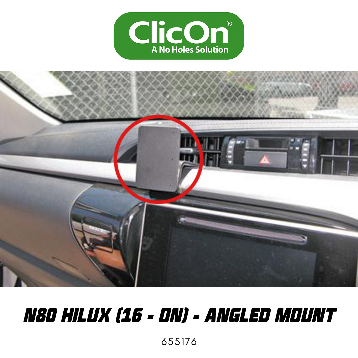 ClicOn Dash Mount - Suit N80 Hilux 16-ON - Angled Mount (655176)
