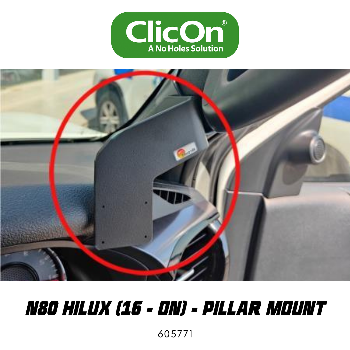 ClicOn Dash Mount - Suit N80 Hilux 16-ON - Pillar Mount (605771)