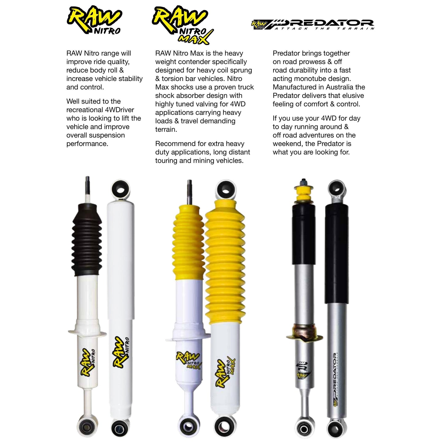 RAW 4x4 Suspension Kit - 2 Inch Lift Suitable for 200 Series (11/2007-ON) GJR200, UJR200, UZJ200, VDJ200