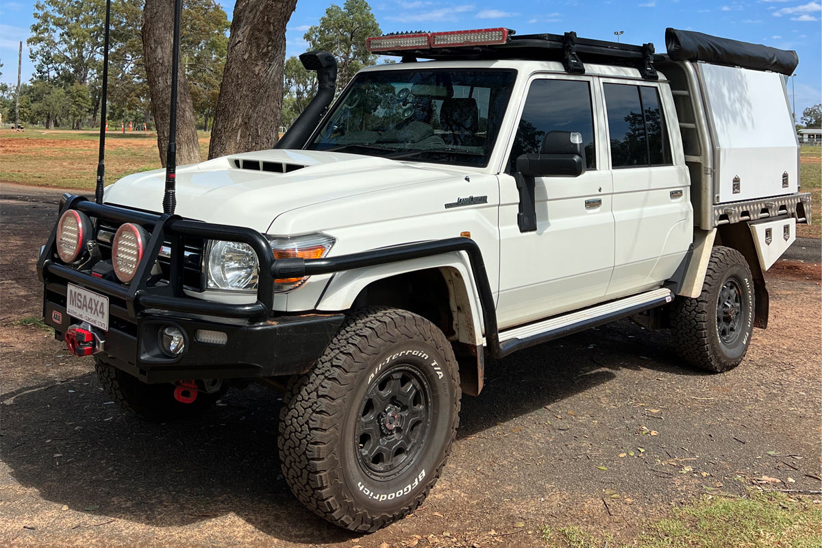 MSA 4x4 Towing Mirrors - suitable for Landcruiser 70-79 Series 1984-Current (Black, Electric, Indicators) - TM402