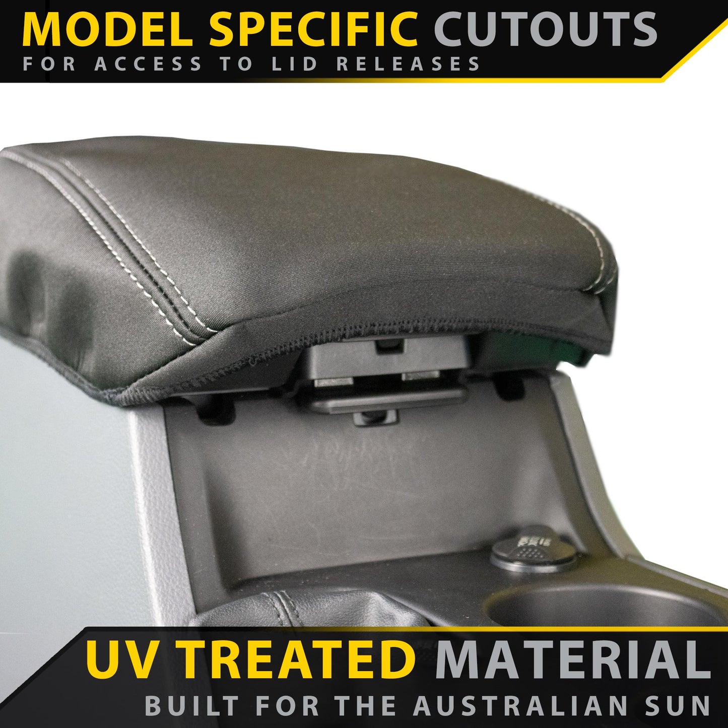 Razorback 4x4 GP6 Premium Neoprene Console Lid Cover suitable for a Toyota Prado 150 (Made to Order)