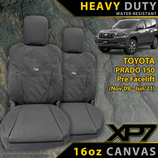Razorback 4x4 XP7 Heavy Duty Canvas 2x Front Seat Covers Suitable for a Toyota Prado 150 (PRE FACELIFT)