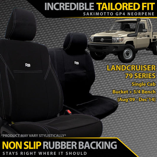 Razorback 4x4 GP4 Standard Neoprene Bucket and 3/4 Bench Front Seat Covers suitable for a Toyota Landcruiser 79 Series Single Cab (Made to Order)
