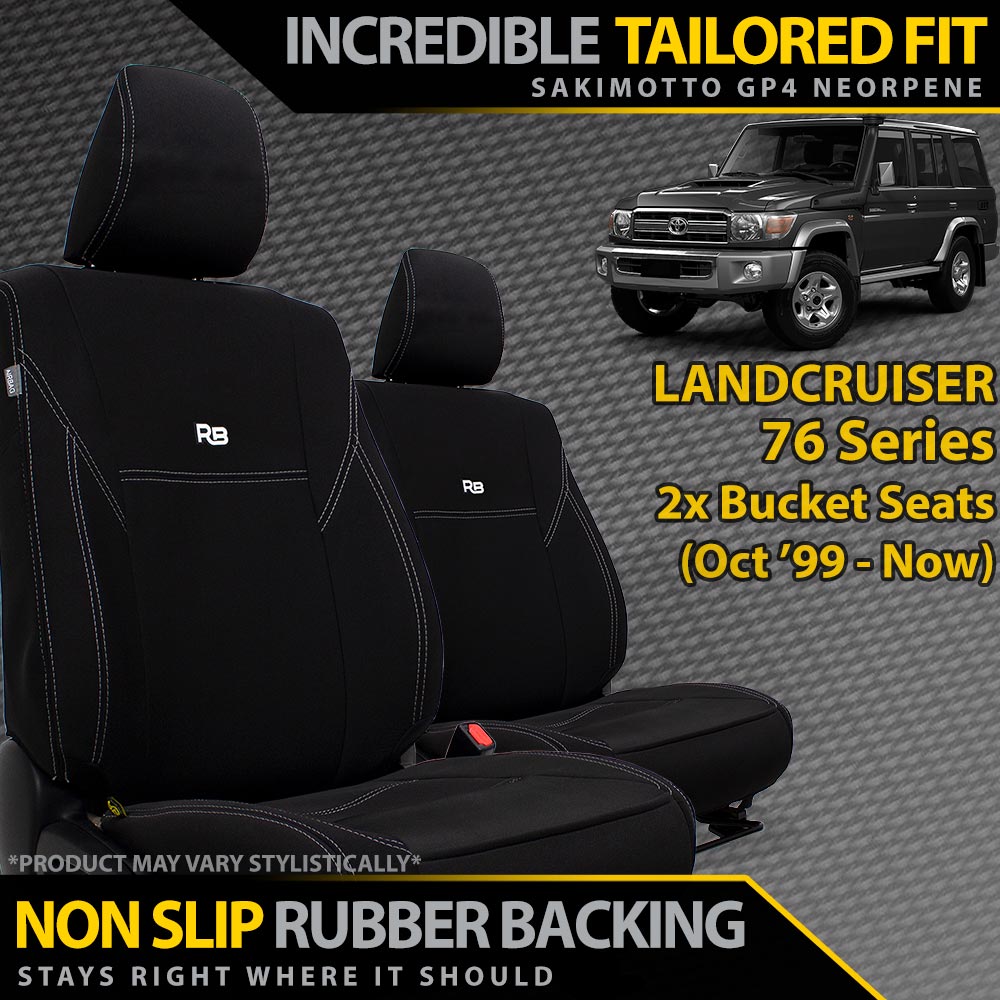 Razorback 4x4 GP4 Standard Neoprene 2x Front Seat Covers suitable for a Toyota Landcruiser 76 Series (Made to Order)