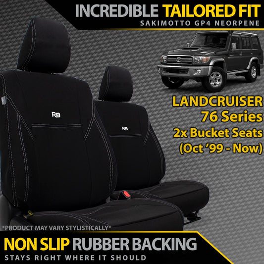Razorback 4x4 GP4 Standard Neoprene 2x Front Seat Covers suitable for a Toyota Landcruiser 76 Series (In Stock)