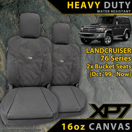 Razorback 4x4 XP7 Heavy Duty Canvas 2x Front Seat Covers suitable for a Toyota Landcruiser 76 Series (Made to Order)