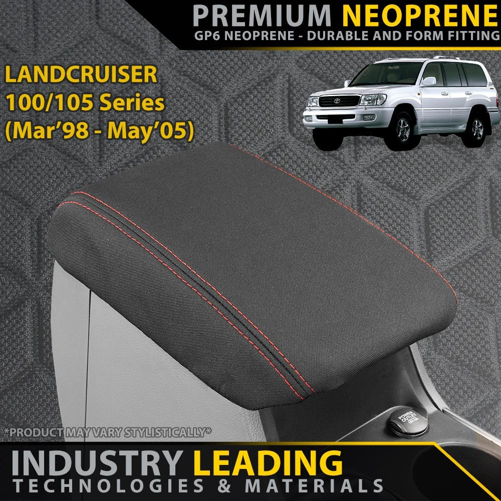 Razorback 4x4 GP6 Premium Neoprene Console Lid Cover suitable for a Toyota Landcruiser 100/105 Series GXL, GXV & RV