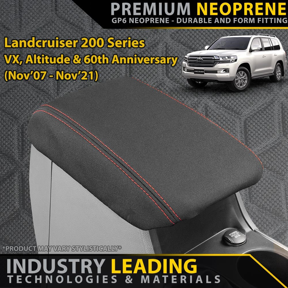 Razorback 4x4 GP6 Premium Neoprene Console Lid Cover suitable for a Toyota Landcruiser 200 Series VX/Altitude (Made to Order)