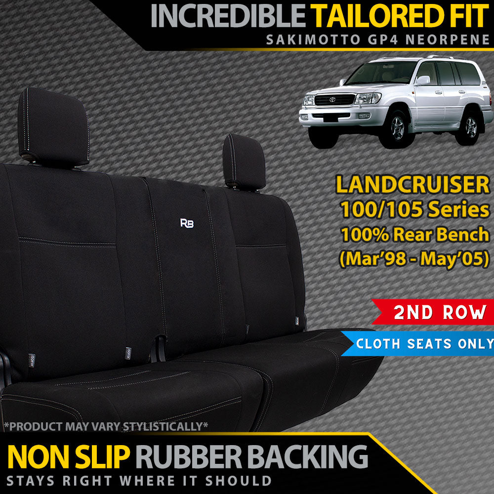 Razorback 4x4 GP4 Standard Neoprene Rear Row Seat Covers suitable for a Toyota Landcruiser 100/105 Series (In Stock)