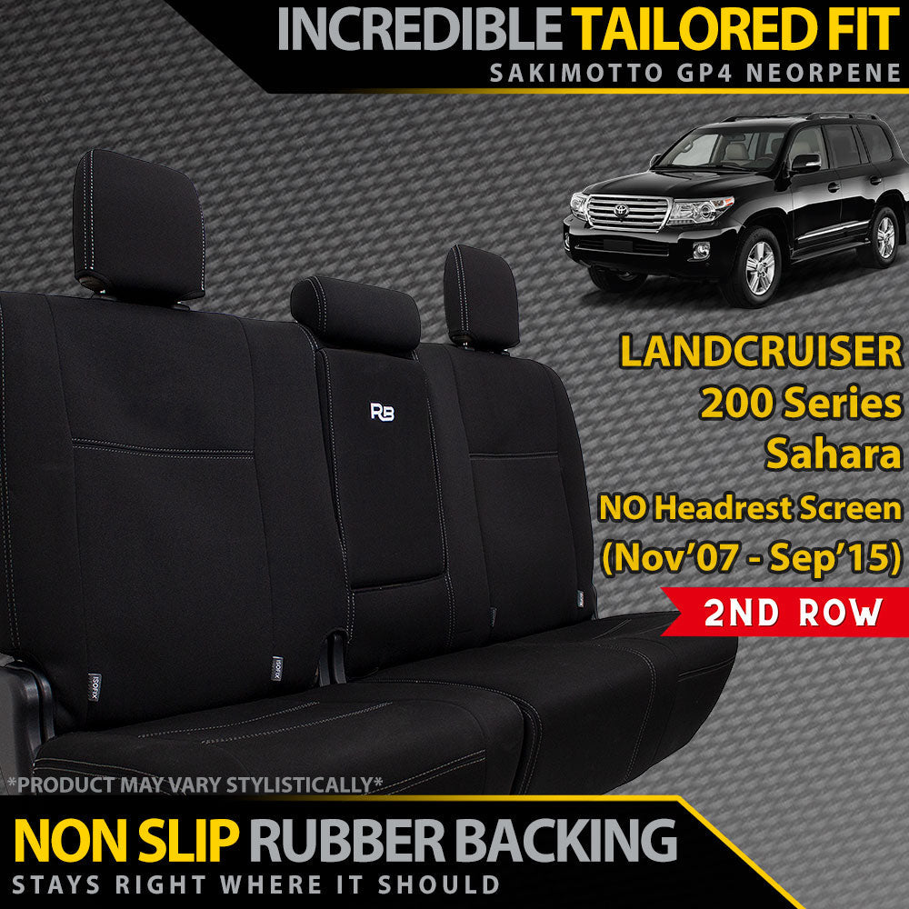 Razorback 4x4 GP4 Standard Neoprene Rear Row Seat Covers suitable for a Toyota Landcruiser 200 Series Sahara (Pre Facelift) (Made to Order)