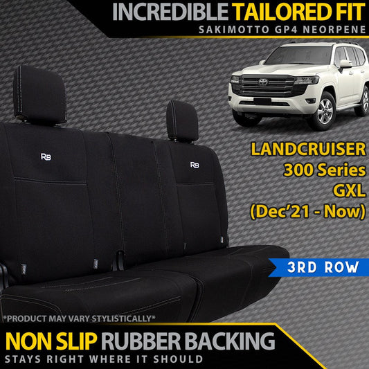 Razorback 4x4 GP4 Standard Neoprene 3rd Row Seat Covers suitable for a Toyota Landcruiser 300 Series GXL (Made to Order)