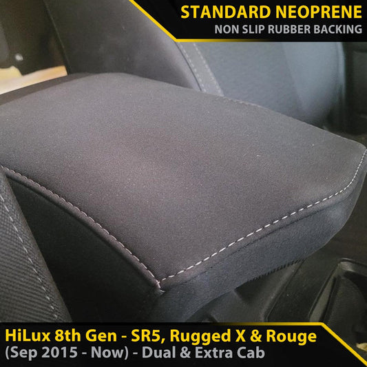 Razorback 4x4 GP4 Standard Neoprene Console Lid Cover suitable for a  Toyota HiLux 8th Gen SR5, Rugged X & Rogue