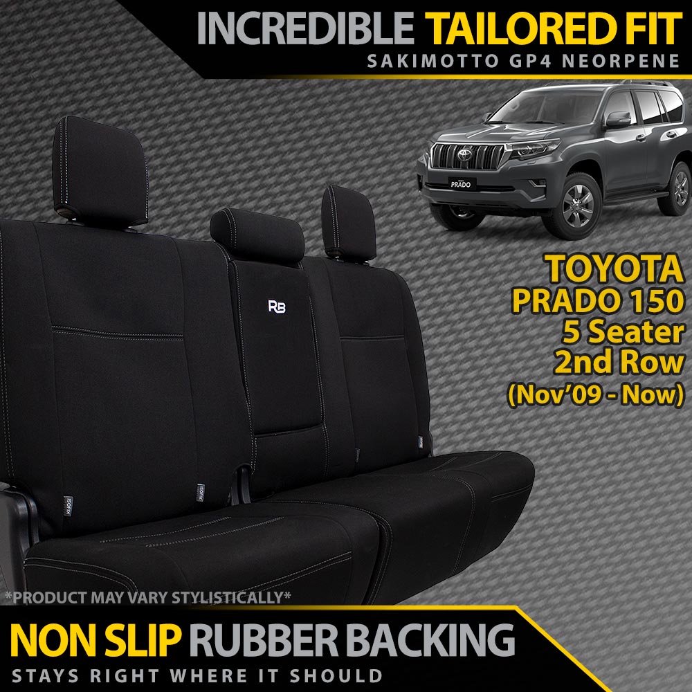Razorback 4x4 GP4 Standard Neoprene Rear Seat Covers Suitable for a Toyota Prado 150 (5 SEATER)