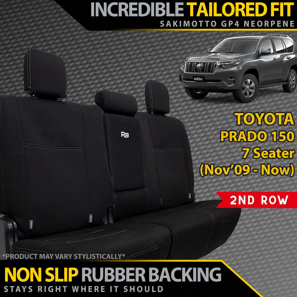 Razorback 4x4 GP4 Standard Neoprene 2nd Row Seat Covers Suitable for a Toyota Prado 150 (7 SEATER)