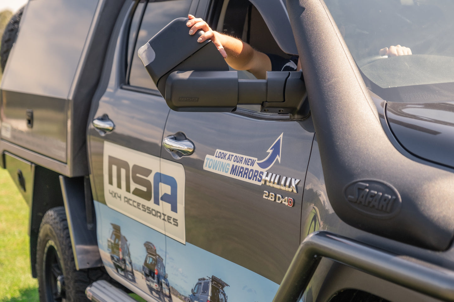 MSA 4x4 Towing Mirrors - suitable for Hilux 2015-Current (Black, Heated, Electric, Indicators) - TM704