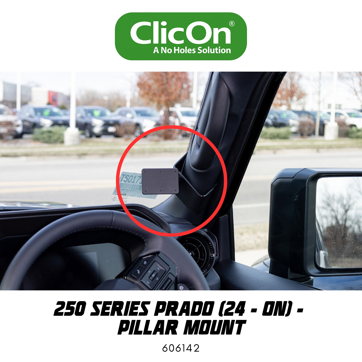 ClicOn Dash Mount - Suit 250 Series Prado 24-ON - Pillar Mount (606142)