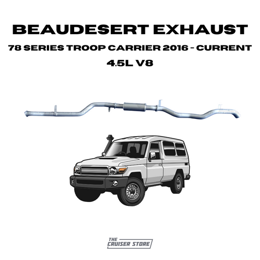 Beaudesert Exhaust - Suitable for TOYOTA LANDCRUISER 2016-Current 78 Series Troop Carrier 4.5L V8 Turbo Diesel With DPF