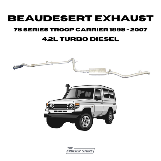 Beaudesert Exhaust - Suitable for TOYOTA LANDCRUISER 1998-2007 3″ 78 Series Troop Carrier 4.2L Turbo Diesel Exhaust