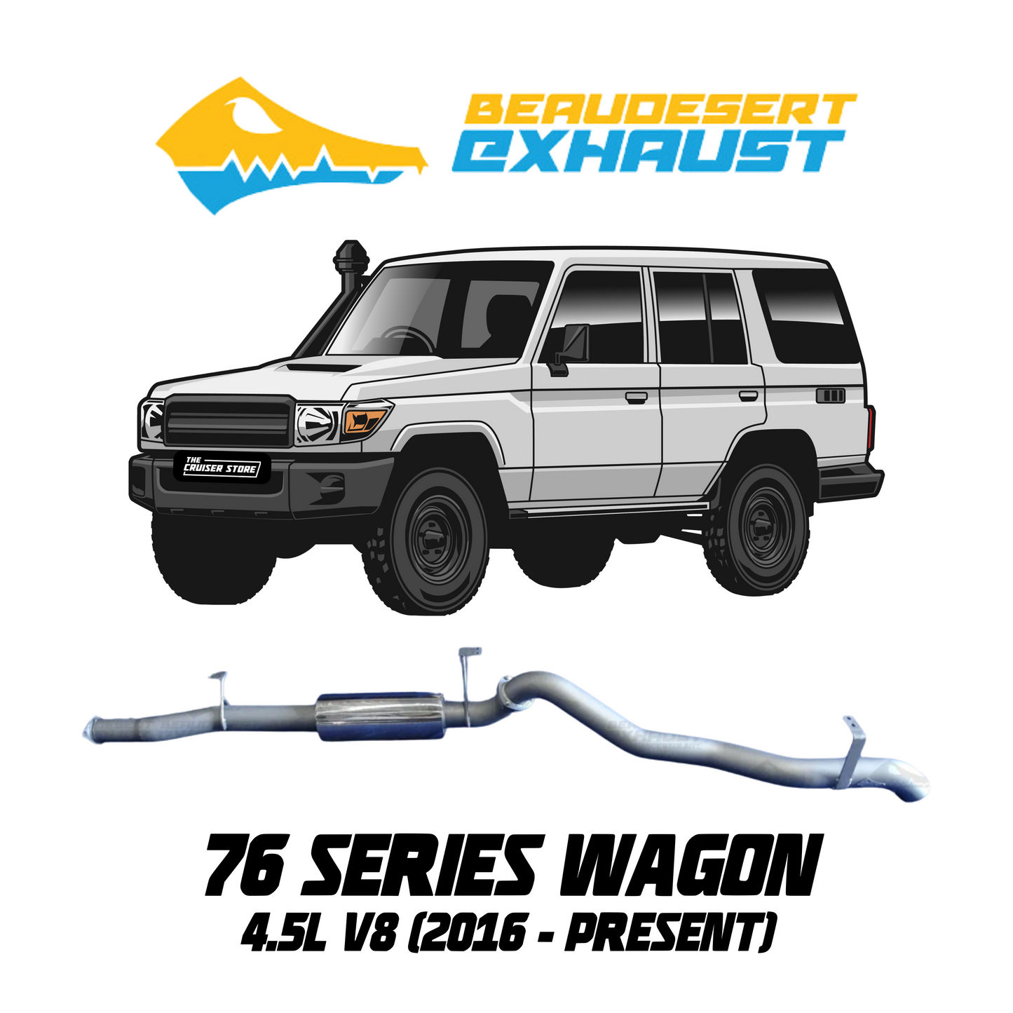 Beaudesert Exhaust - Suitable for TOYOTA LANDCRUISER 2016-Current 76 Series Wagon 4.5L V8 Turbo Diesel With DPF