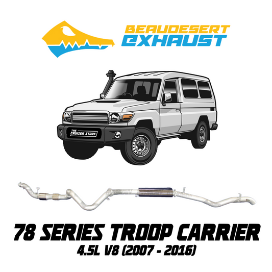 Beaudesert Exhaust - Suitable for TOYOTA LANDCRUISER 2007-2016 70 Series Troop Carrier 4.5L V8 Turbo Diesel