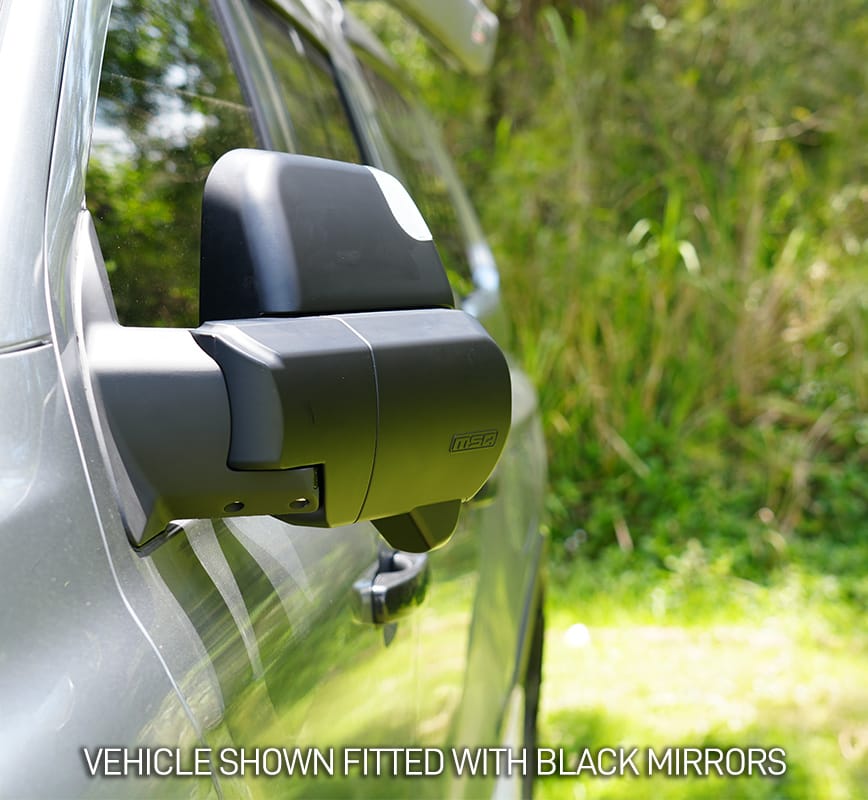 MSA 4x4 POWER FOLD™ Towing Mirrors - Suitable for Prado 250 Series 08/2024 - Current (Black, Electric, Heated, Indicators, BSM, Power Fold, Puddle Light, Memory, Exit Assist) - TM2450