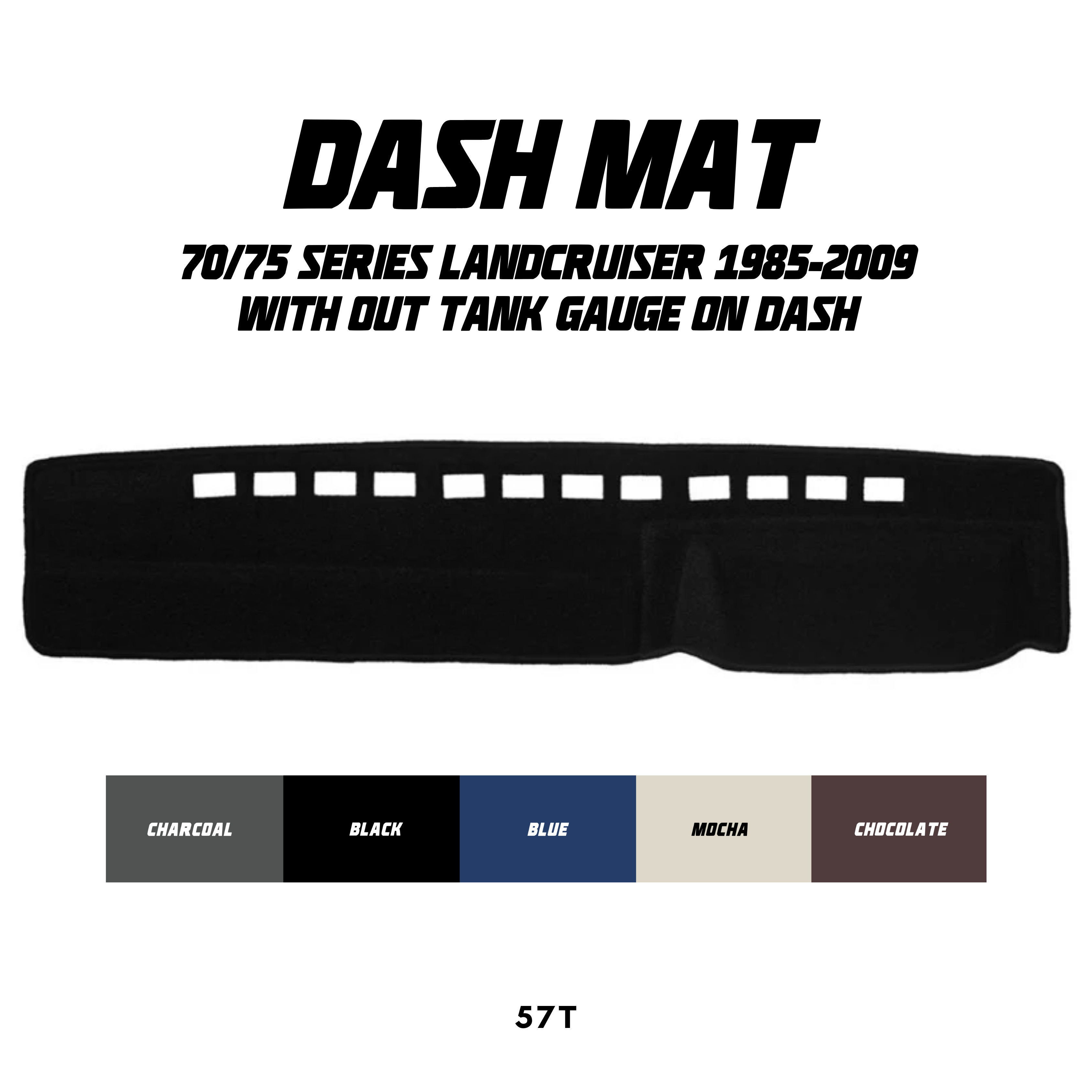 Dark Grey Dash Mat With Black Edging For Holden Rodeo 1989-1996 (No Clock Cutout) - Unbranded
