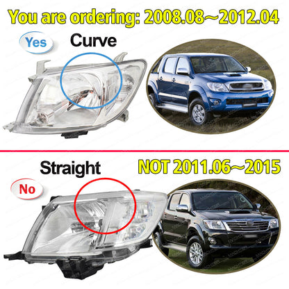 Headlights (Pair) Chrome - Suitable For Toyota Hilux TGN KUN GGN 2WD & 4WD (2005-2012)