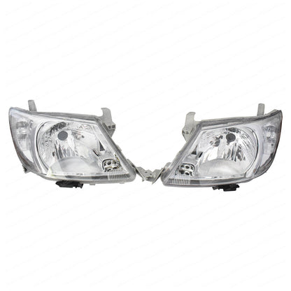 Headlights (Pair) Chrome - Suitable For Toyota Hilux TGN KUN GGN 2WD & 4WD (2005-2012)