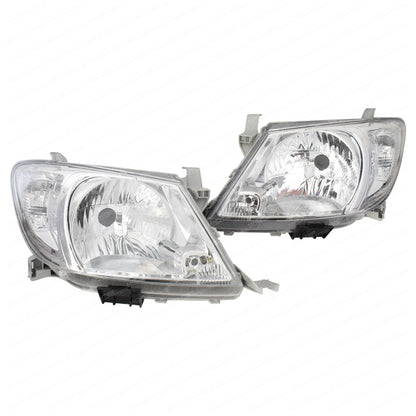 Headlights (Pair) Chrome - Suitable For Toyota Hilux TGN KUN GGN 2WD & 4WD (2005-2012)
