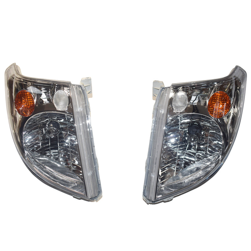 Headlights (Pair) Chrome - Suitable For Toyota LandCruiser Prado 120 Series (2002-2009)