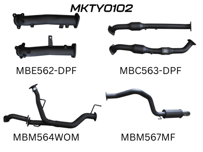 Manta Exhaust System - LandCruiser VDJ200 4.5L V8 Twin Turbo Diesel Wagon (with DPF) Oct 2015-2021