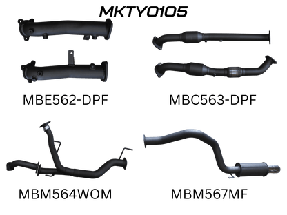 Manta Exhaust System - LandCruiser VDJ200 4.5L V8 Twin Turbo Diesel Wagon (with DPF) Oct 2015-2021