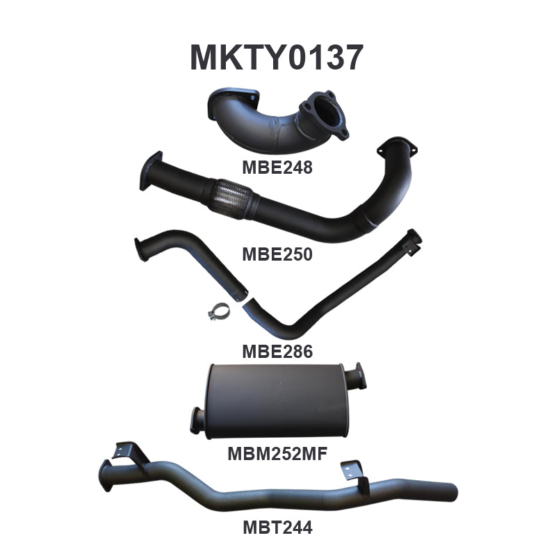 Manta Exhaust System - LandCruiser HZJ75/HZJ78 4.2L 1HZ Diesel - Aftermarket Turbo - MKTY0137