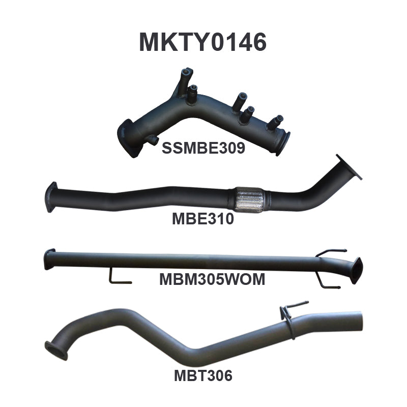Manta Exhaust System - Hilux GUN126R / GUN125R N80 2.8L & 2.4L Turbo Diesel D4D (with DPF) 2015-On