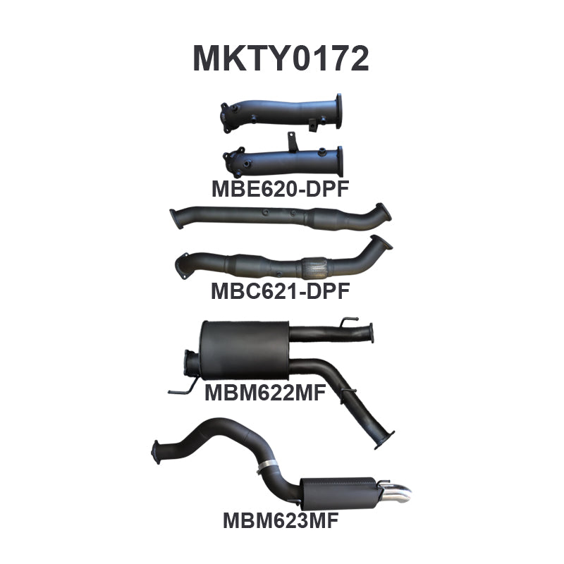 Manta Exhaust System - LandCruiser VDJ200 4.5L V8 Twin Turbo Diesel Wagon (with DPF) Oct 2015-2021