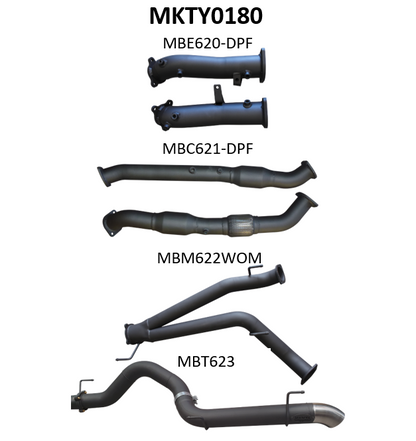 Manta Exhaust System - LandCruiser VDJ200 4.5L V8 Twin Turbo Diesel Wagon (with DPF) Oct 2015-2021