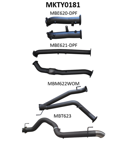 Manta Exhaust System - LandCruiser VDJ200 4.5L V8 Twin Turbo Diesel Wagon (with DPF) Oct 2015-2021