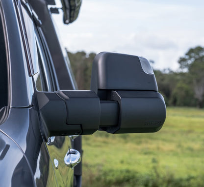 MSA 4x4 POWER FOLD™ Towing Mirrors - suitable for Landcruiser 200 Series 08/2015-07/2021 (Black, Electric, Indicators, BSM, Power Fold, Camera Provision) -  TM352