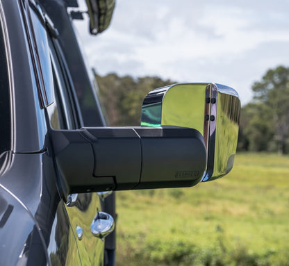 MSA 4x4 POWER FOLD™ Towing Mirrors - suitable for Landcruiser 76-78 Series 09/2023-Current (Black, Electric, Indicators, Power Fold) - TM452